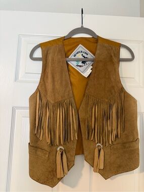 Desperado Suede Fringe Western Vest - Camel Brown